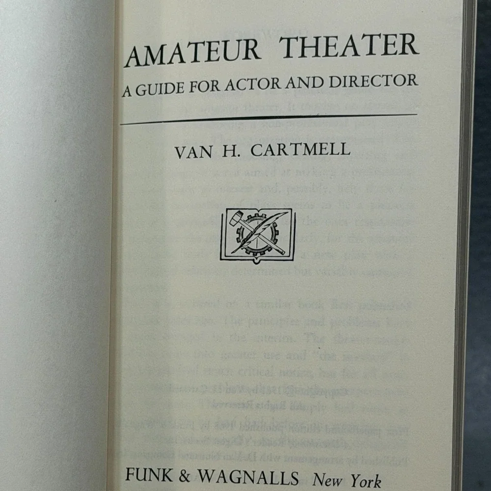 Vintage 1968 Amateur Theater A Guide For Actor And Director Van H Cartmell PB